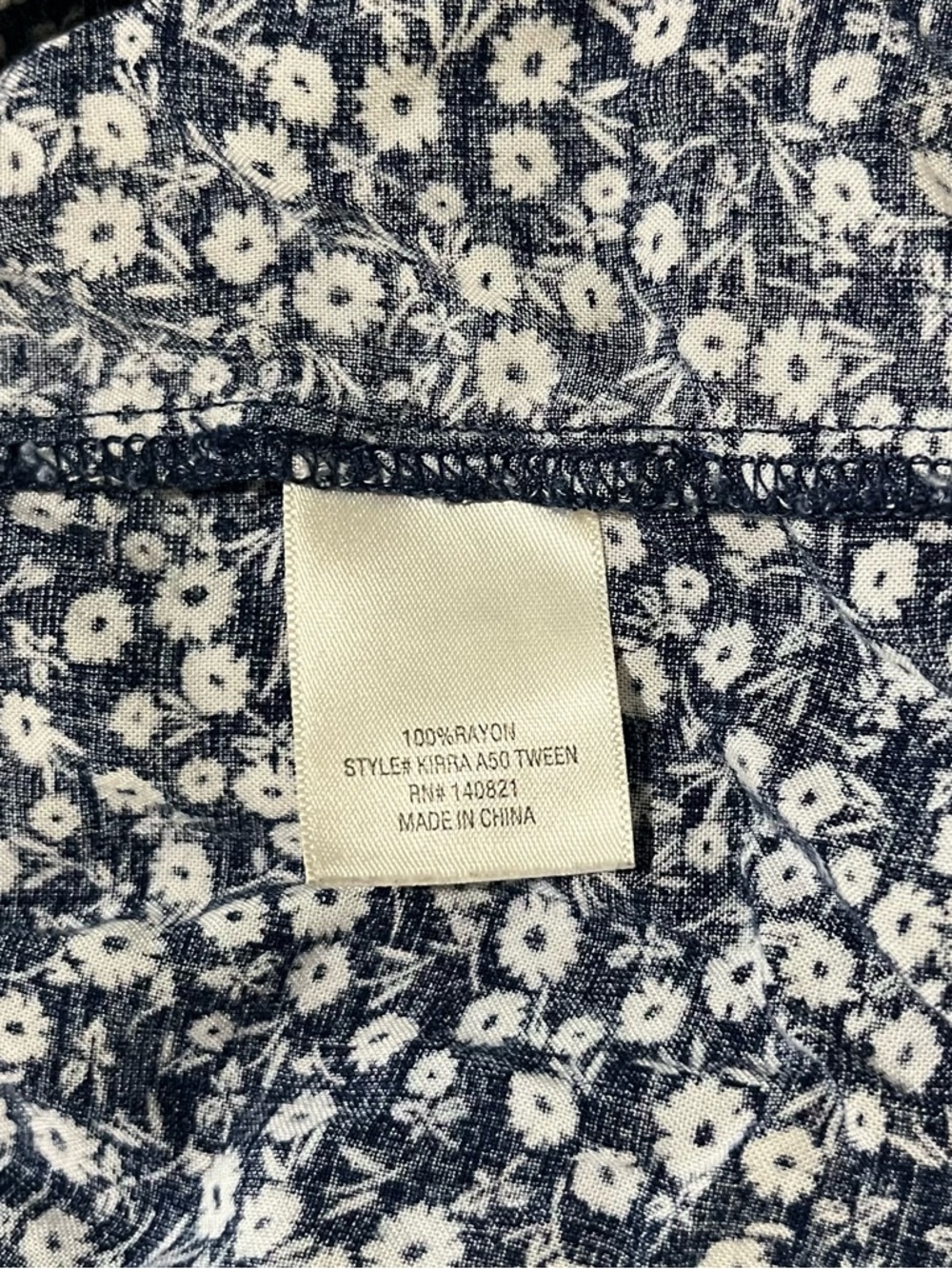 ⛴️ Mi Ami Tween Babydoll Dress~Navy & White Floral~Girls’ Sz 14~Collar~Buttons - Picture 7 of 8